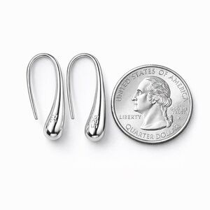 Sterling Silver Modern Teardrop Minimalist Drop Earrings 925